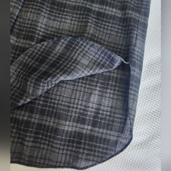 Theory wool popover shirt Orvinio Avalon plaid checkered tunic side pockets - Picture 13 of 15